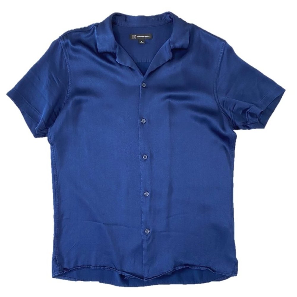 Blue Satin Button Down